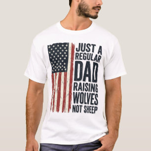 Dad Raising Wolves Patriotic Vintage Shirt Design_