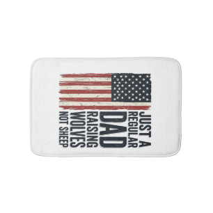 Dad Raising Wolves Patriotic Vintage Shirt Design_ Bath Mat
