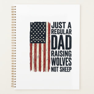 Dad Raising Wolves Patriotic Vintage Shirt Design_ Planner