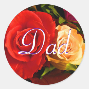 Dad Red Yellow Rose Sticker
