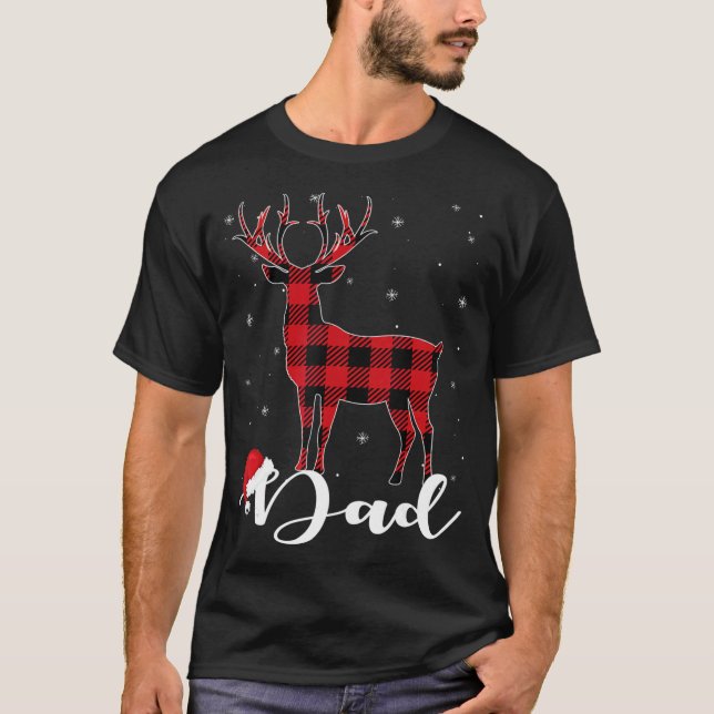 Dad Reindeer Buffalo Red Plaid Christmas Pajama Fa T-Shirt (Front)