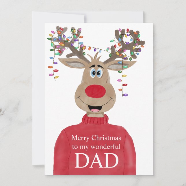 Dad Reindeer Christmas Customisable Holiday Card (Front)
