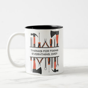 Dad Repairs, Tools, Father's Day, Daddy Birthday  Two-Tone Coffee Mug