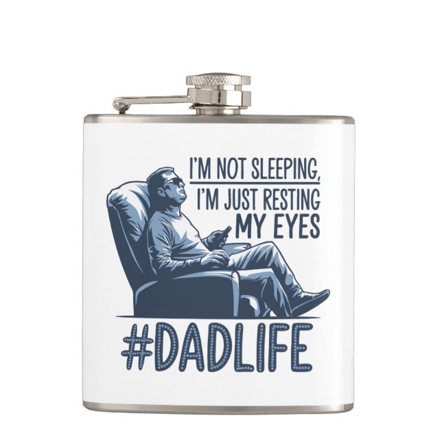 Dad resting eyes funny quote gift hip flask (Front)
