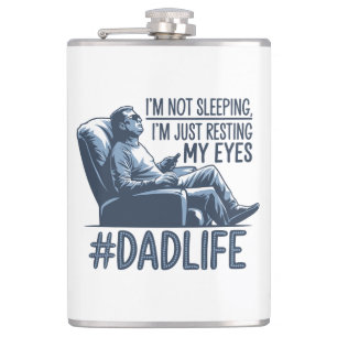 Dad resting eyes funny quote gift hip flask