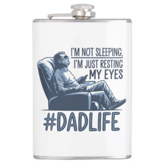 Dad resting eyes funny quote gift hip flask