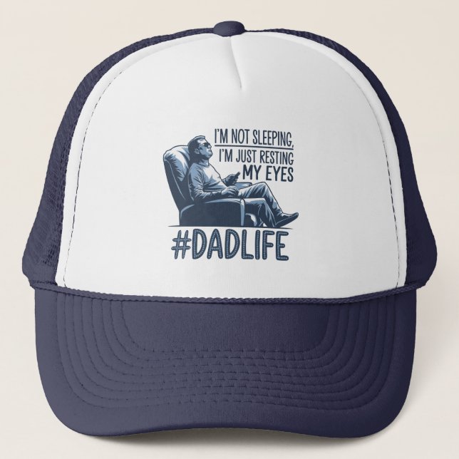 Dad resting eyes funny quote gift trucker hat (Front)