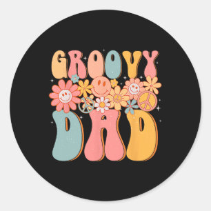 Dad Retro Fathers Day Colourful Peace Sign Smile F Classic Round Sticker
