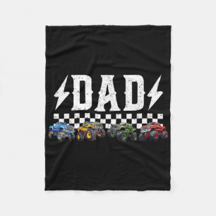 Dad Retro Monster Truck Family Crew Birthday Match Fleece Blanket
