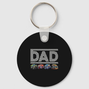 Dad Retro Monster Truck Family Crew Birthday Match Key Ring
