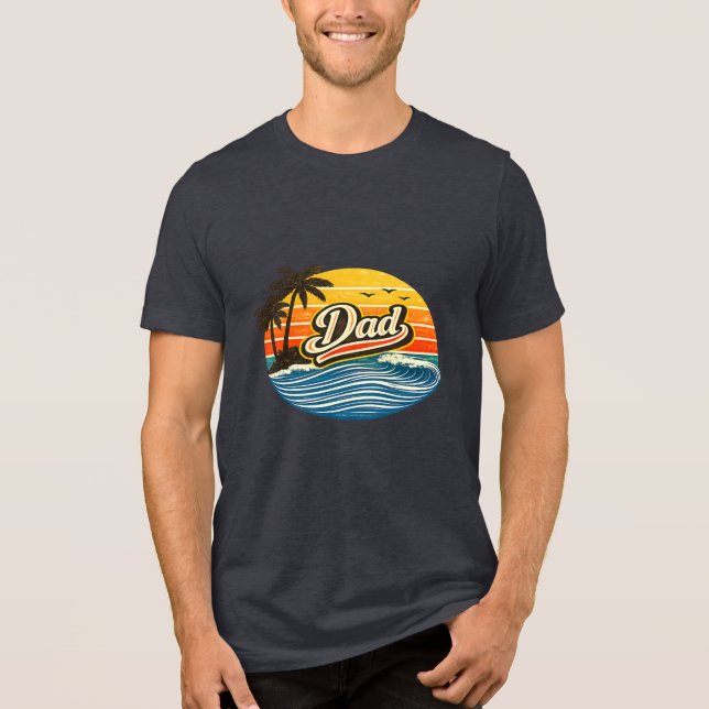 Dad Retro Sunset Name Design Tri-Blend Shirt (Front)