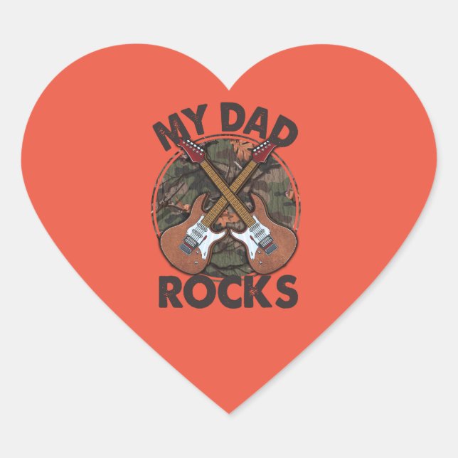 Dad Rock For Father's Day Heart Sticker (Front)