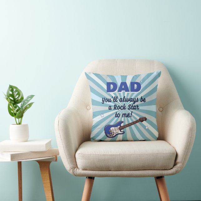 Dad Rock Star Electric Guitar Fun Blue Cushion (Chair)