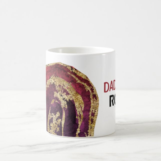 *~* DAD ROCKS Gold Glitter Agate Stone Lapidary Coffee Mug (Center)