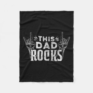 Dad Rocks Rock N Roll Heavy Metal Fathers Day Fleece Blanket