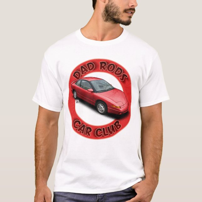 Dad Rods Car Club Red Saturn Coupe Car T-Shirt (Front)