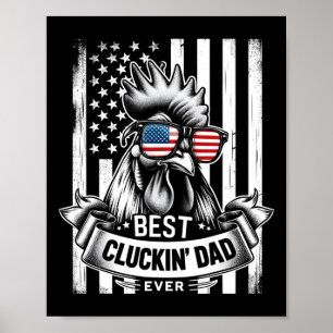Dad Rooster Daddy Farmer Funny Fathers Day For Men Poster