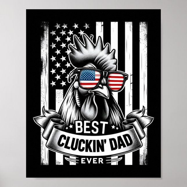 Dad Rooster Daddy Farmer Funny Fathers Day For Men Poster (Front)
