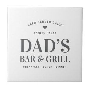 Dad’s Bar & Grill Open 24 Hours Custom Ceramic Tile