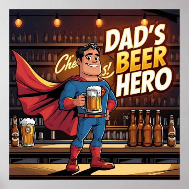Dad’s Beer Hero Comic Digital Poster Print (Front)
