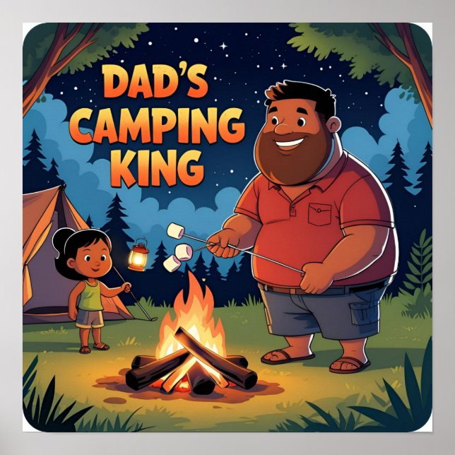 Dad’s Camping Adventure Digital Poster Print (Front)