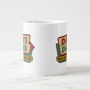 Dad’s Diner Retro Sign – Ben-Day 1950s Pop Art Large Coffee Mug