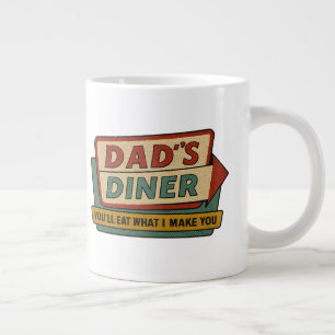 Dad’s Diner Retro Sign – Ben-Day 1950s Pop Art Large Coffee Mug