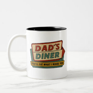 Dad’s Diner Retro Sign – Ben-Day 1950s Pop Art Two-Tone Coffee Mug