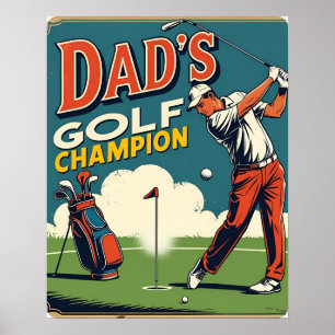 Dad’s Golf Champion Retro Poster Print