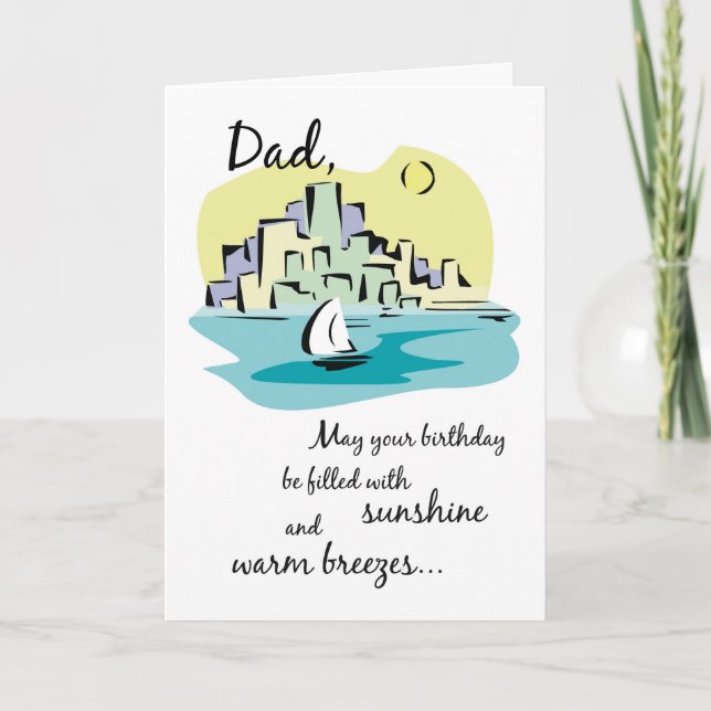 Dad Sailboat City Birthday Card (Front)
