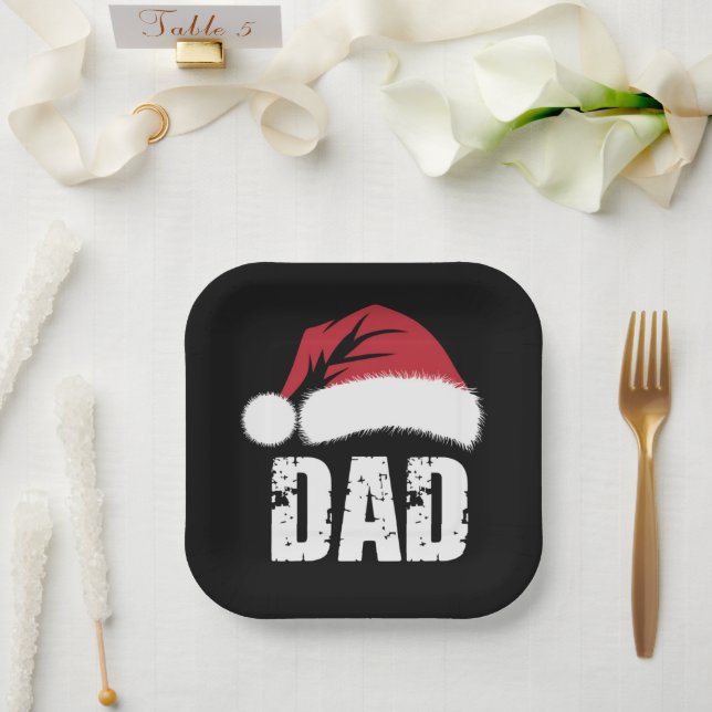 Dad Santa Christmas Family Matching Pyjamas Papa  Paper Plate (Wedding)