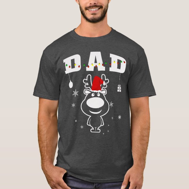 Dad Santa Reindeer Christmas Pajama Family T-Shirt (Front)