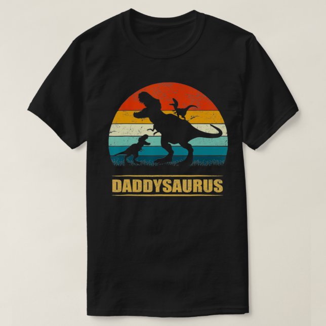 Dad Saurus Daddy Dinosaur T Re 2 Kids Family Fathe T-Shirt (Design Front)