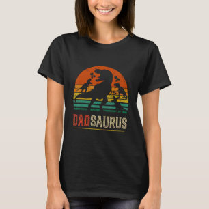 Dad saurus Rex Daddy Dinosaur 3 three Kids Father' T-Shirt