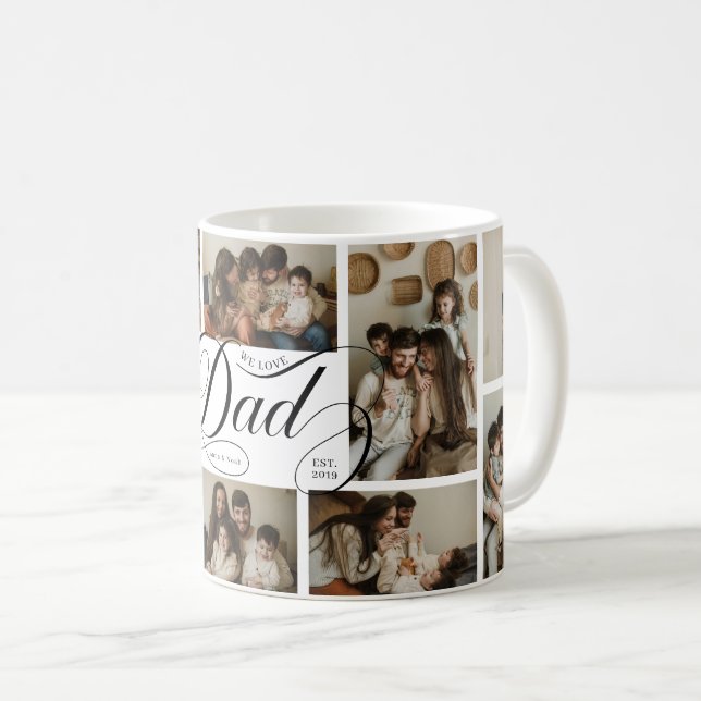 Dad Script Typography 10 Photo Collage Coffee Mug (Front Right)
