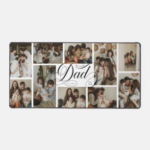 Dad Script Typography 10 Photo Collage Desk Mat