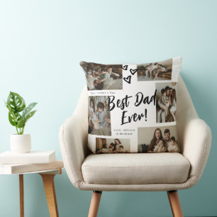 Dad Script Typography 6 Photo Collage Cushion