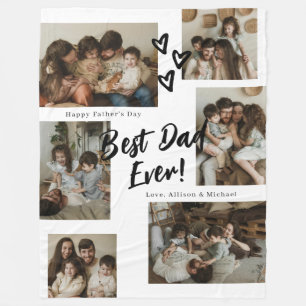 Dad Script Typography 6 Photo Collage Fleece Blanket