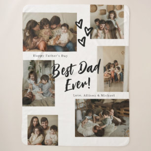 Dad Script Typography 6 Photo Collage Sherpa Blanket
