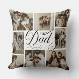 Dad Script Typography 8 Photo Collage Cushion