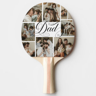 Dad Script Typography 8 Photo Collage Ping Pong Paddle