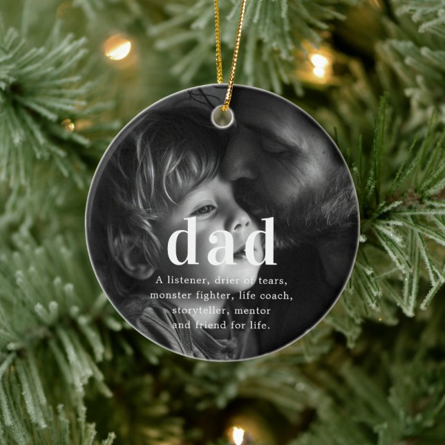 Dad | Sentimental Photo Keepsake Christmas Ceramic Ornament (Tree)