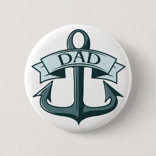 Dad Ships Anchor Photo Print 6 Cm Round Badge