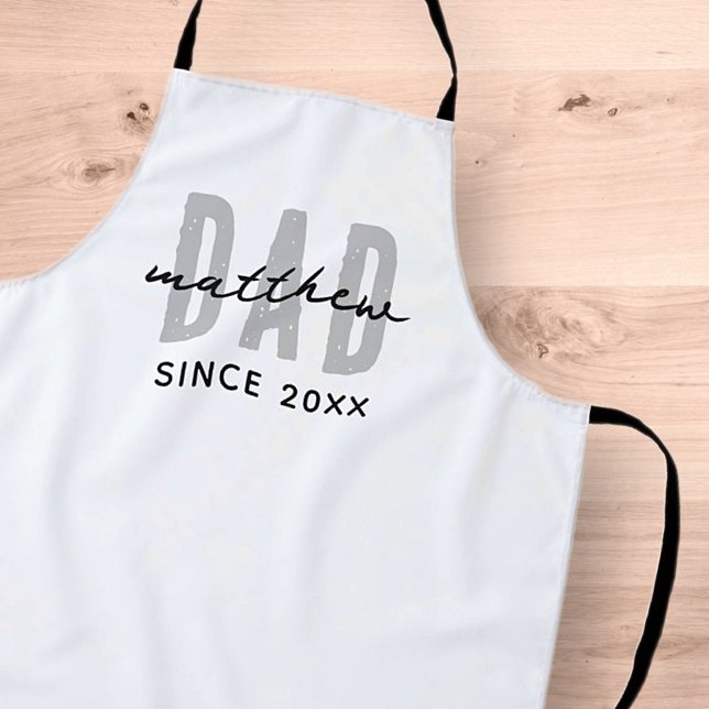 Dad Since 20XX Modern Simple Preppy Apron (Creator Uploaded)