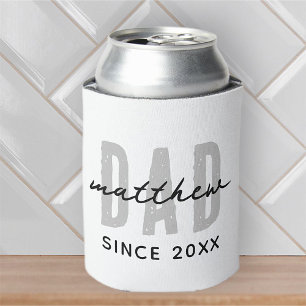Dad Since 20XX Modern Simple Preppy Can Cooler