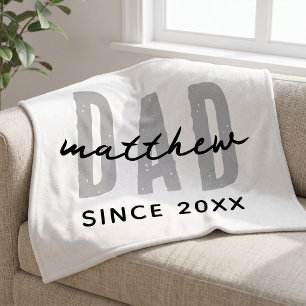 Dad Since 20XX Modern Simple Preppy Fleece Blanket
