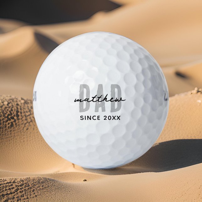 Dad Since 20XX Modern Simple Preppy Golf Balls (Creator Uploaded)
