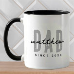 Dad Since 20XX Modern Simple Preppy Mug<br><div class="desc">This simple and modern design is composed of san serif typography.</div>