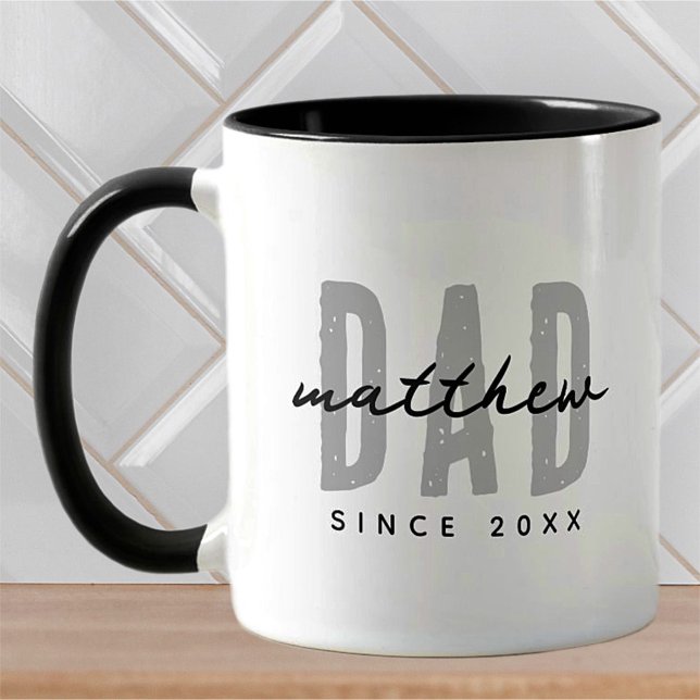 Dad Since 20XX Modern Simple Preppy Mug (Creator Uploaded)