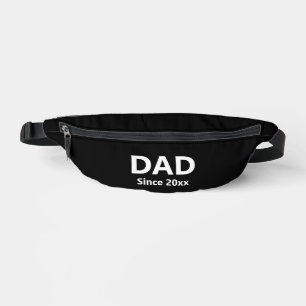Dad Since Year Black and White Text Template Bum Bags
